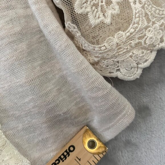 American Rag Boho Off-The-Shoulder Lace Bell Sleeve‎ Oat Color Top Size S - Picture 6 of 10